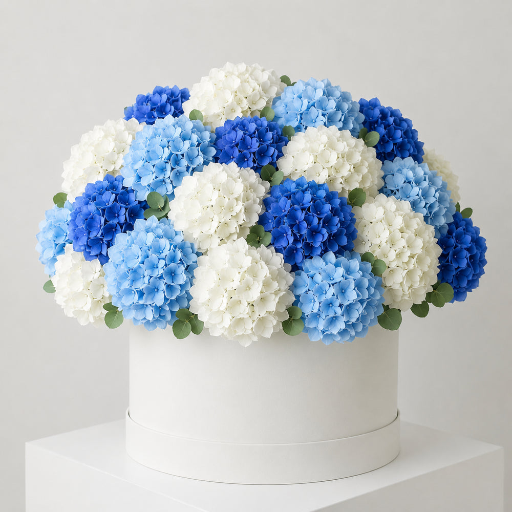 Cappelliera Ortensie Bianche Blu e Azzurre – Fiori, Deluxy Business, vista 3